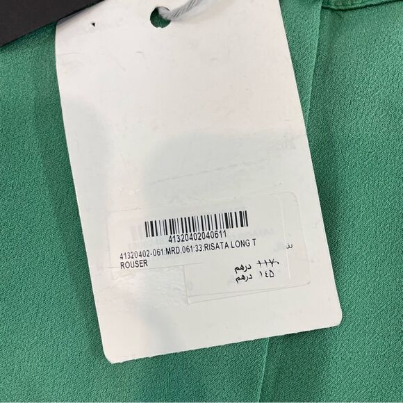 MARINA RINALDI Satin Trousers Green Wide Leg Light Summer Pants sz 24 - Picture 7 of 13